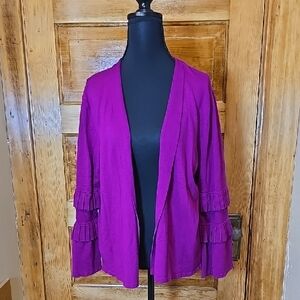 Alfani Bold Purple Ruffle Sleeve Jacket L